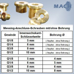 Messing-Anschluss-Schrauben G1/8 Stopfen - ohne Bohrung